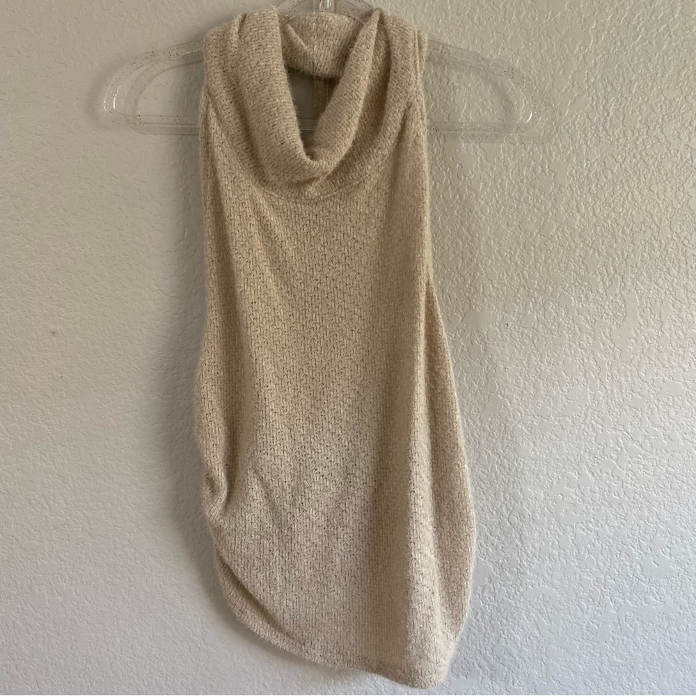 Free People Cream Open Back Sweater Top XL NWOT